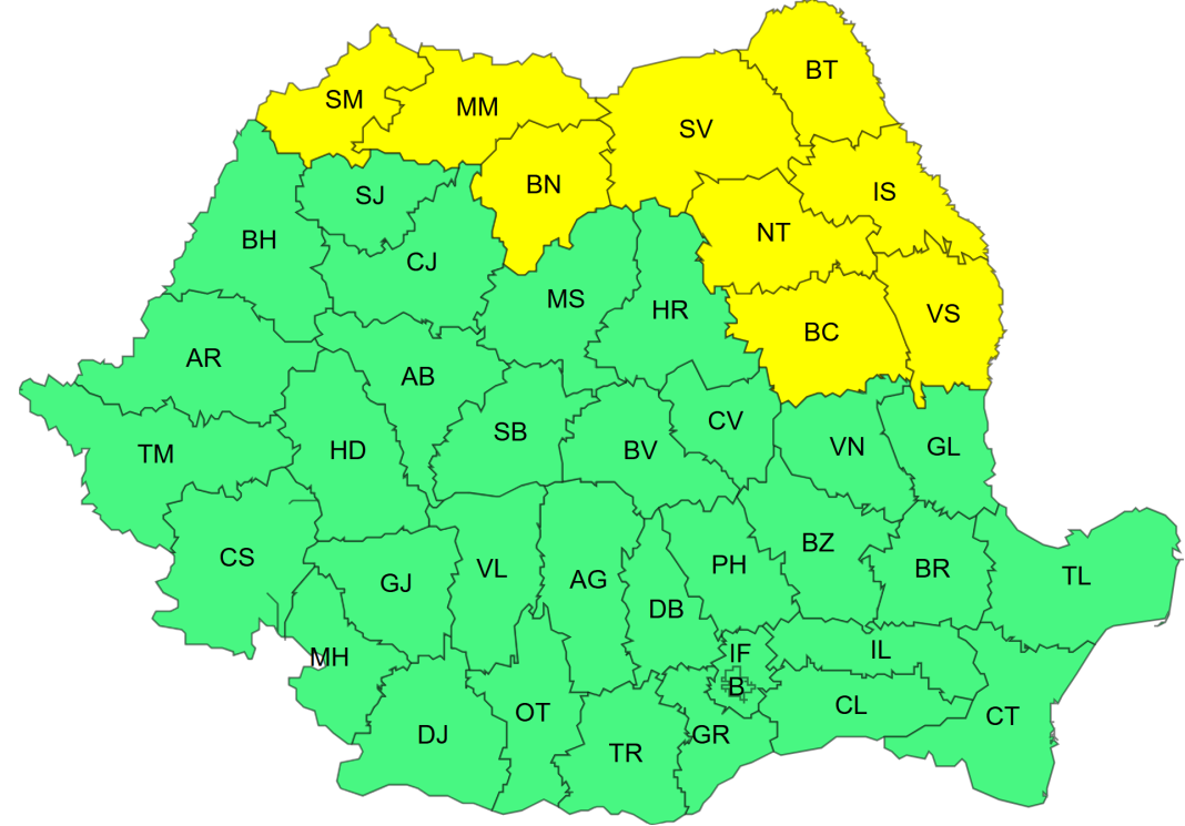 Alertă de furtuni și grindină în numeroase județe, până diseară. HARTA regiunilor afectate